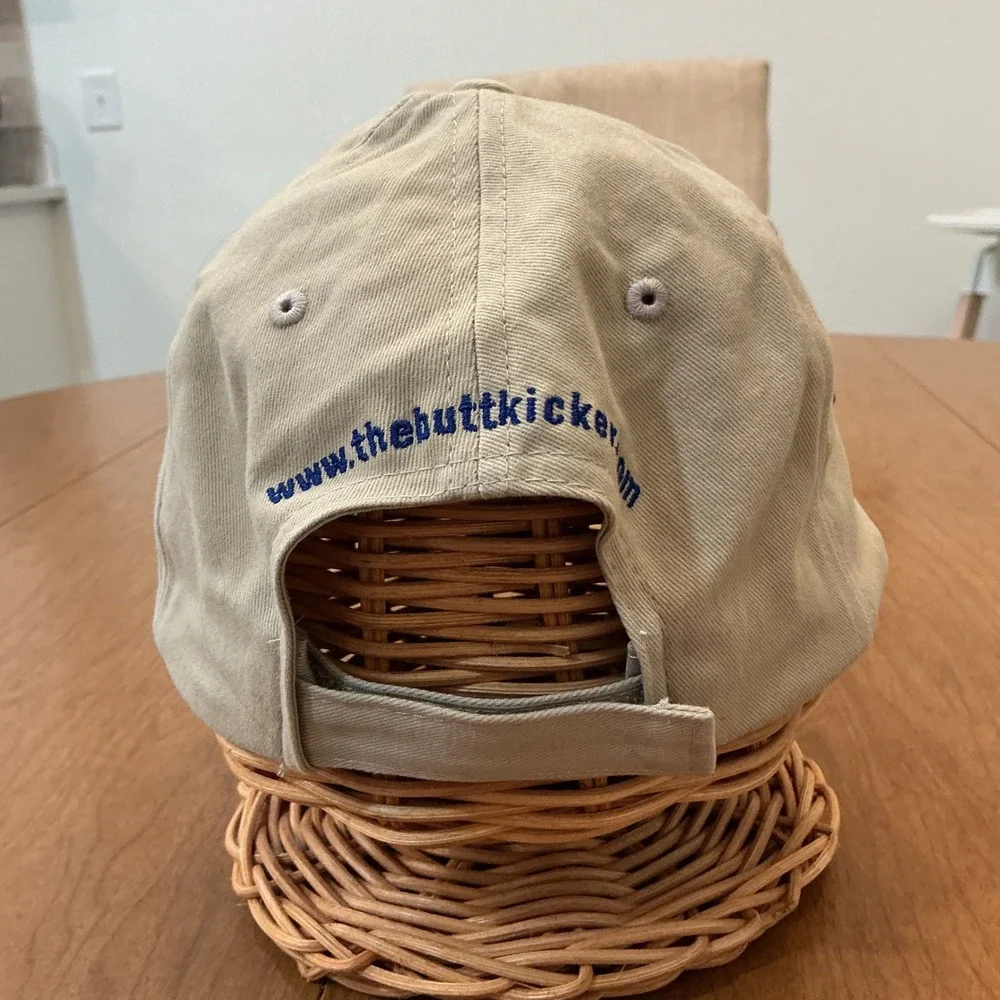 ButtKicker Guitammer Audio Baseball Cap Men OSFA Tan Blue Funny Dad Tech